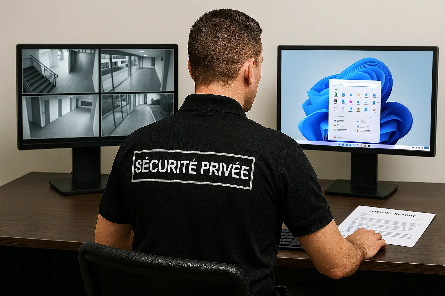 Agent de sécurité vigilant en poste